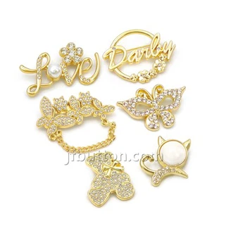 Liboslar uchun kristalli gulli brosh pin
